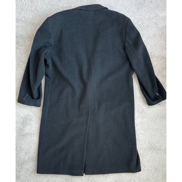 Andrew Fezza R-46 Black Wool & Cashmere Blend Mens Long Overcoat w/ Lapel Pin - Picture 2 of 16